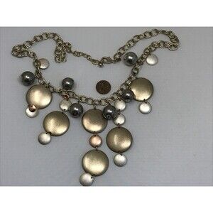 CHICO'S Necklace Bib Dangle Discs Balls Metallic Mixed Metal Statement